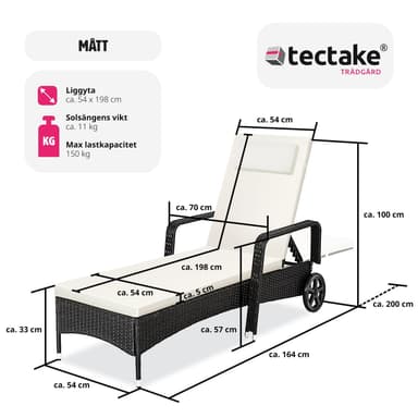 Polyrattan solseng - sort