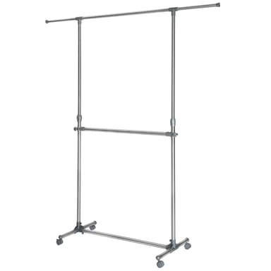 Garderobestativ udtrækkelig stang 165x48x200 cm - grå