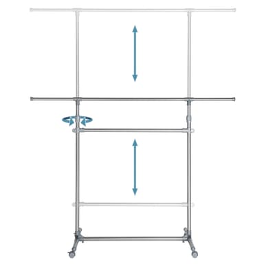 Garderobestativ udtrækkelig stang 165x48x200 cm - grå
