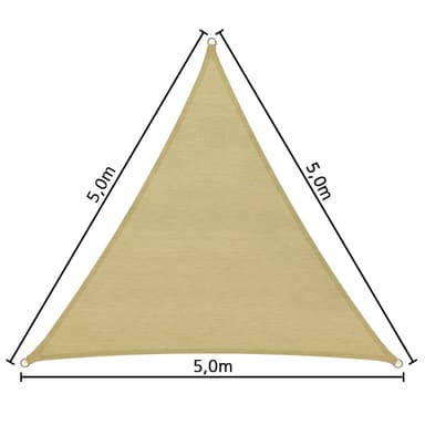 Solsejl trekantet, beige - 500 x 500 x 500 cm