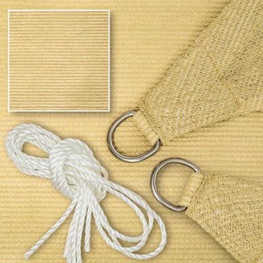 Solsejl trekantet, beige - 500 x 500 x 500 cm