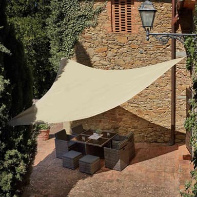 Solsejl trekantet, beige - 500 x 500 x 500 cm