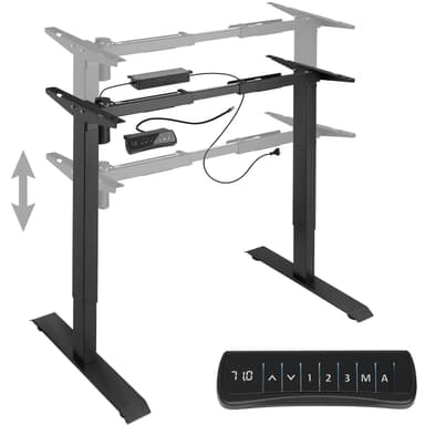 Hæve-sænke-stel elektrisk justering Piotr 85-129x65x71-121cm - sort