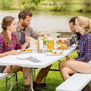 Campingbord foldbar hvid 183x76x74cm - hvid