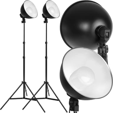 2 fotolys til digital og analog fotografering med pærer - sort