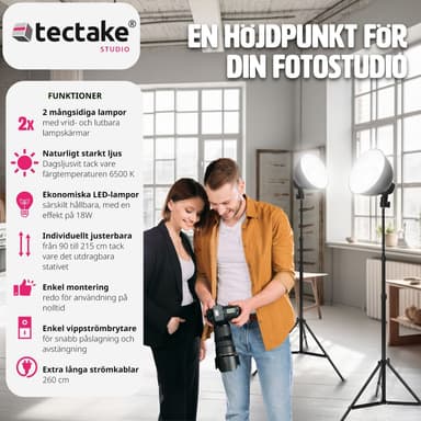 2 fotolys til digital og analog fotografering med pærer - sort