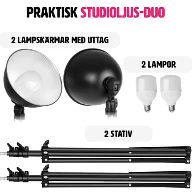 2 fotolys til digital og analog fotografering med pærer - sort
