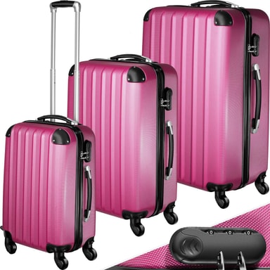 tectake Kuffertsæt hardcase 30 x 50 x 75 cm Pink | Elgiganten