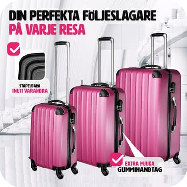 Rejsekuffertsæt hardcase - pink