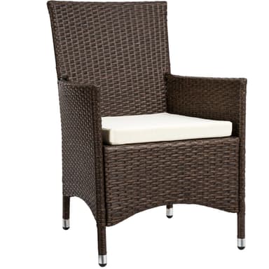 Polyrattan havemøbelsæt 6 stole og bord - antikbrun