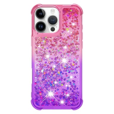 SKALO iPhone 16 Pro Max Kvicksand Glitter Hjerter TPU Cover - Pink-Lilla
