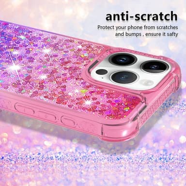 SKALO iPhone 16 Pro Max Kvicksand Glitter Hjerter TPU Cover - Pink-Lilla