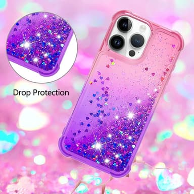 SKALO iPhone 16 Pro Max Kvicksand Glitter Hjerter TPU Cover - Pink-Lilla