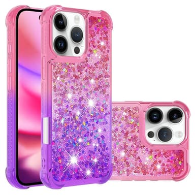 SKALO iPhone 16 Pro Max Kvicksand Glitter Hjerter TPU Cover - Pink-Lilla