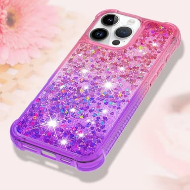 SKALO iPhone 16 Pro Max Kvicksand Glitter Hjerter TPU Cover - Pink-Lilla