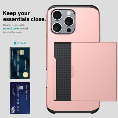SKALO iPhone 16 Pro Armor Cover kortholder - Rosa guld