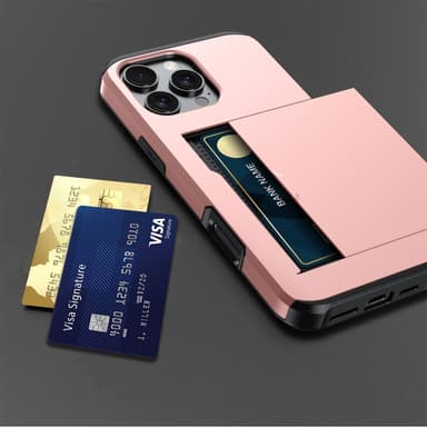 SKALO iPhone 16 Pro Armor Cover kortholder - Rosa guld