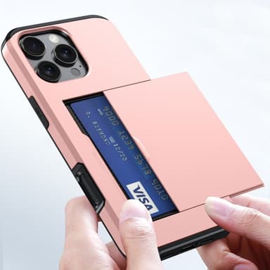SKALO iPhone 16 Pro Armor Cover kortholder - Rosa guld