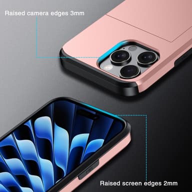 SKALO iPhone 16 Pro Armor Cover kortholder - Rosa guld