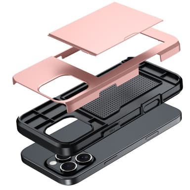 SKALO iPhone 16 Pro Armor Cover kortholder - Rosa guld