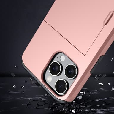 SKALO iPhone 16 Pro Armor Cover kortholder - Rosa guld