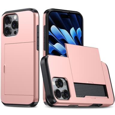 SKALO iPhone 16 Pro Armor Cover kortholder - Rosa guld