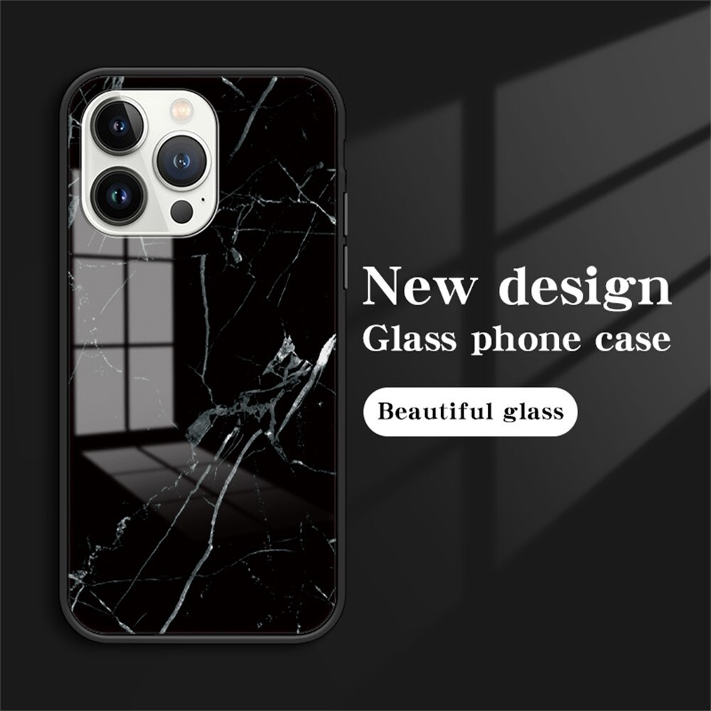 SKALO iPhone 16 Pro Marmor hærdet glas TPU Cover - #4