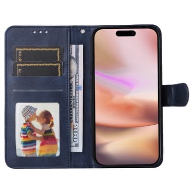 SKALO iPhone 16 Plus PU-læder Pungetui - Blå