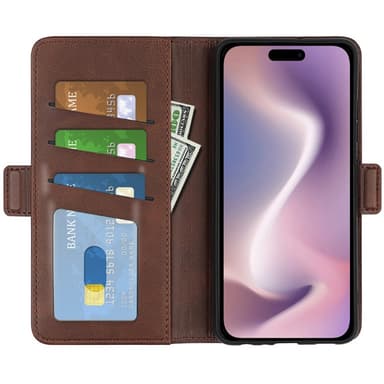 SKALO iPhone 16 Pro Premium Wallet Flip Cover - Brun