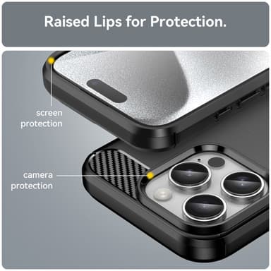 SKALO iPhone 16 Pro Max Armor Carbon Stødsikker TPU-cover - Sort