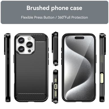 SKALO iPhone 16 Pro Max Armor Carbon Stødsikker TPU-cover - Sort