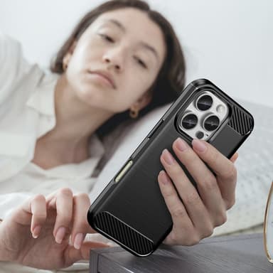SKALO iPhone 16 Pro Max Armor Carbon Stødsikker TPU-cover - Sort