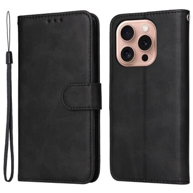 SKALO iPhone 16 Pro PU-læder Pungetui - Sort