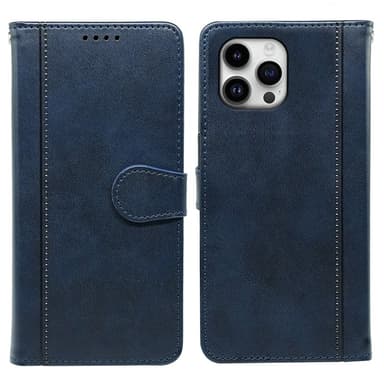 SKALO iPhone 16 Pro Max Flip Cover m. pung i PU-læder - Blå