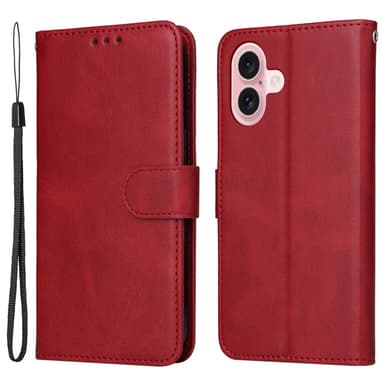 SKALO iPhone 16 PU-læder Pungetui - Rød
