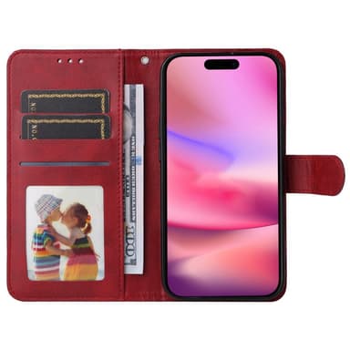 SKALO iPhone 16 PU-læder Pungetui - Rød