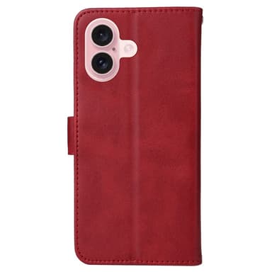 SKALO iPhone 16 PU-læder Pungetui - Rød