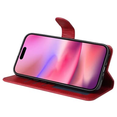 SKALO iPhone 16 PU-læder Pungetui - Rød