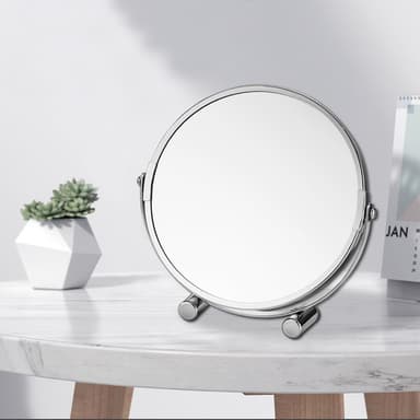 Klassisk dobbeltsidet makeup spejl til badeværelset i soveværelset Sølv 5X