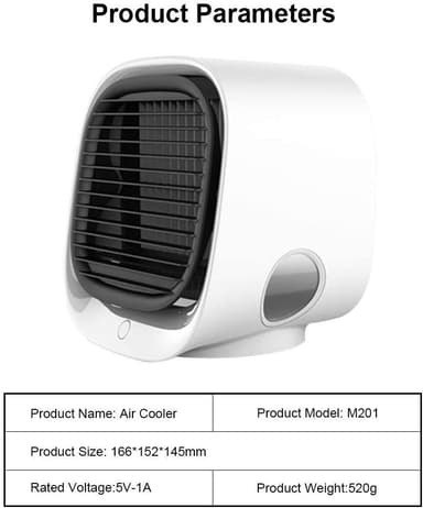 Luftkøler 4-i-1 ventilator / luftfugter / luftrenser med LED Hvid