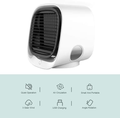 Luftkøler 4-i-1 ventilator / luftfugter / luftrenser med LED Hvid