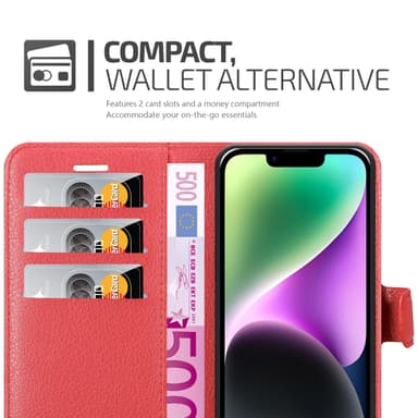 iPhone 14 PLUS Pungetui Cover Case (Rød)