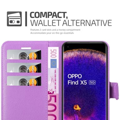 Oppo FIND X5 Pungetui Cover Case (Lilla)
