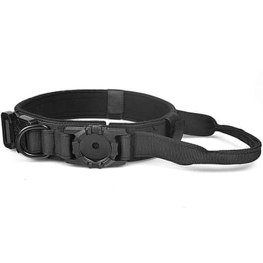 AirTag Hundehalsbånd - Justerbart Hundehalsbånd i Nylon med AirTag-holder Sort S