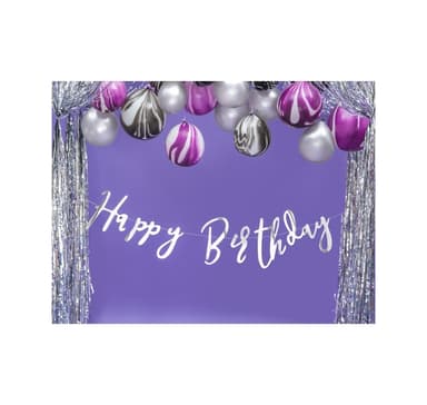 Banner Happy Birthday sølv 16,5*62cm