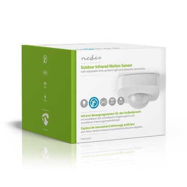 Nedis bevægelsesdetektor | Indendørs og Udendørs | 3-Wire | Type F (CEE 7/7) | 360 ° | 5 - 300 W | 300 W | 1200 W | 3 - 2000 Lux | Sensor-teknologi: PIR | Sensor rækkevidde: 2.0 - 8.0 m