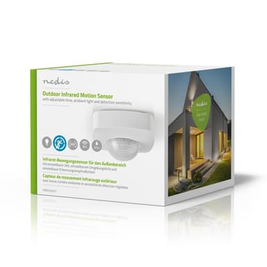 Nedis bevægelsesdetektor | Indendørs og Udendørs | 3-Wire | Type F (CEE 7/7) | 360 ° | 5 - 300 W | 300 W | 1200 W | 3 - 2000 Lux | Sensor-teknologi: PIR | Sensor rækkevidde: 2.0 - 8.0 m