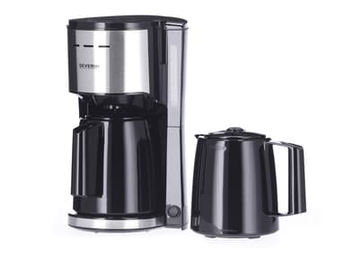 Severin Kaffemaskine m. 2 termo 1000 watt Stål/Sort