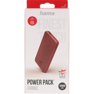 Hama Powerbank Fabric 10000mAh Chilirød