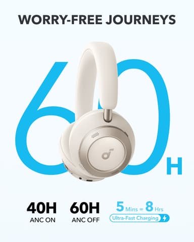 Soundcore Space One Pro trådløse around-ear høretelefoner (hvid)